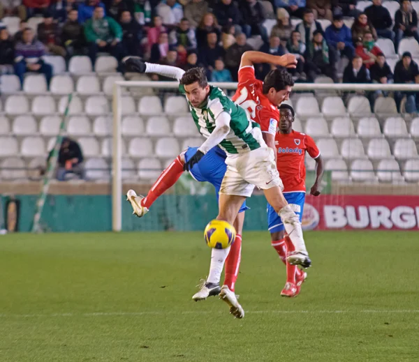 Cordoba, Španělsko - leden 13:vincenzo rennella w(12) v akci během utkání ligy cordoba(w) vs numancia (r)(1-0) na městském stadionu archanděla na 13 lednu 2013 v cordoba Španělsko — Stock fotografie