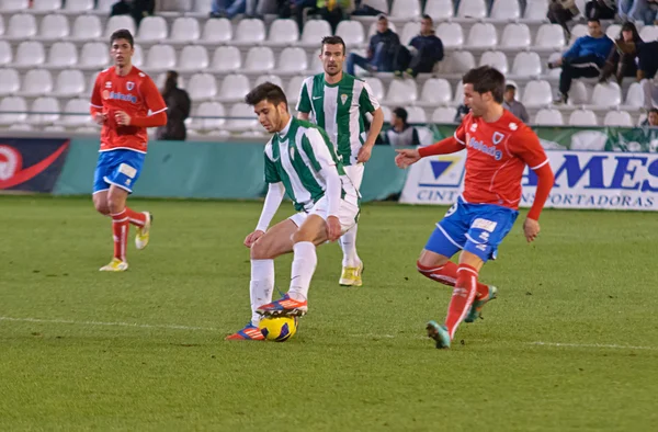 Cordoba, Hiszpania - styczeń 13:fede vico w(29) w akcji podczas meczu ligi cordoba(w) vs numancia (r)(1-0) na stadion miejski Archanioła na 13 stycznia 2013 w Kordoba Hiszpania — Zdjęcie stockowe