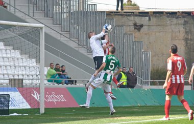 CORDOBA, SPAIN - MARCH 17: Alberto García W(1) in action during match league Cordoba(W) vs Almeria (R)(4-1) at the Municipal Stadium of the Archangel on March 17, 2013 in Cordoba Spain