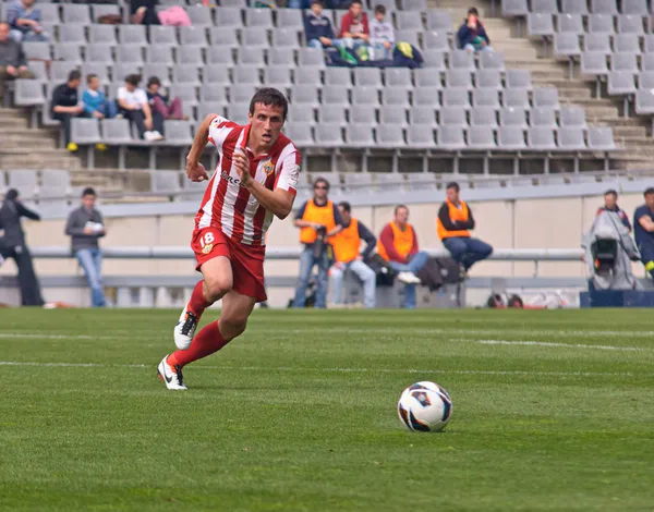 CORDOBA, SPAIN - MARCH 17:Christian Fernández R(18) in action during match league Cordoba(W) vs Almeria (R)(4-1) at the Municipal Stadium of the Archangel on March 17, 2013 in Cordoba Spain — ストック写真