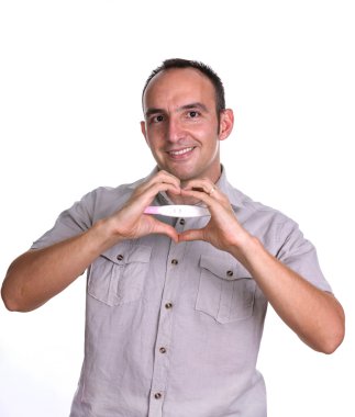 Hamilelik testi ile mutlu bir adam