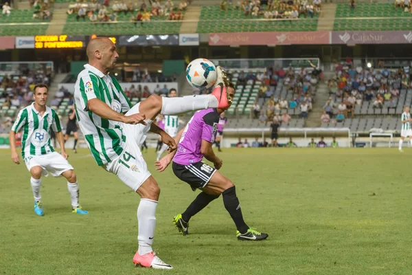 CORDOBA, SPAIN - AUGUST 18: Rául Bravo W(14) in action during match league Cordoba (W) vs Ponferradina (B)(1-0) at the Municipal Stadium of the Archangel on august 18, 2013 in Cordoba Spain — ストック写真