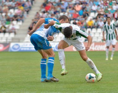 Cordoba, İspanya - 29 Eylül: Daniel Espejo W(31) eylem sırasında maç lig Cordoba (W) vs Girona (B)(2-0) 29 Ekim 2013 tarihinde baş melek Cordoba İspanya Belediye Stadyumu