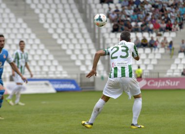 Cordoba, İspanya - 29 Eylül: abel gomez w(23) eylem sırasında maç lig cordoba (w) vs girona (b)(2-0) 29 Ekim 2013 tarihinde baş melek cordoba İspanya Belediye Stadyumu