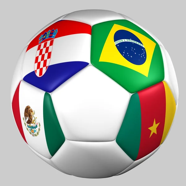 Boll med flaggor av lagen i gruppen en world cup 2014 Stockbild