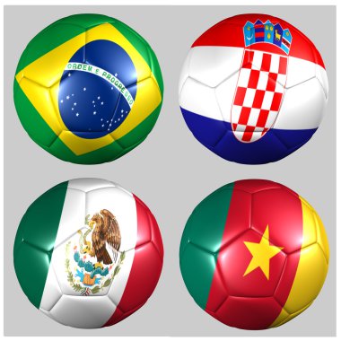 Grup Dünya Kupası 2014 takımları bayrakları ile Top