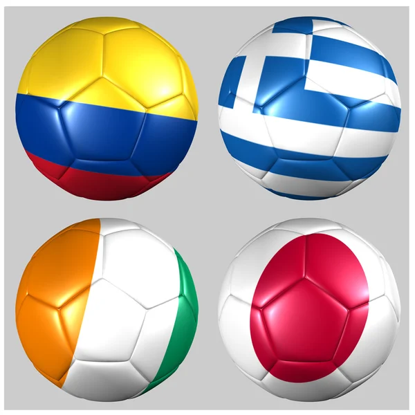 Ball with flags of the teams in Group C World Cup 2014 Royalty Free Stock Photos