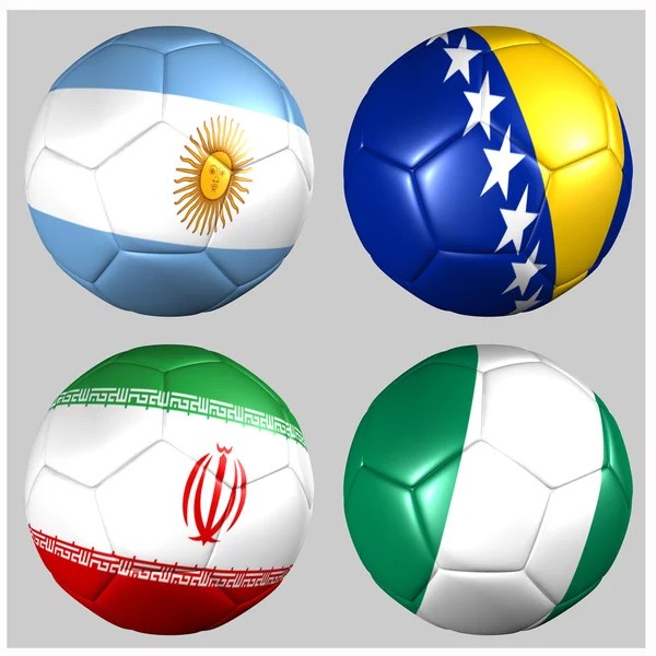 Ball with flags of the teams in Group F World Cup 2014 Royalty Free Stock Photos