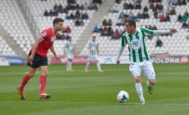 Cordoba, İspanya - 29 Mart: lopez silva w(19) maç sırasında eylem Ligi cordoba (w) vs murcia (r)(1-1) baş melek 29 Mart 2014 tarihinde Belediye Stadyumu