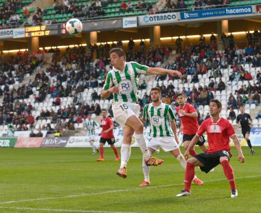 Cordoba, İspanya - 29 Mart: pedro w(15) maç sırasında eylem Ligi cordoba (w) vs murcia (r)(1-1) baş melek 29 Mart 2014 tarihinde Belediye Stadyumu