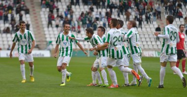 Cordoba, İspanya - 29 Mart: lopez silva w(19) maç sırasında eylem Ligi cordoba (w) vs murcia (r)(1-1) baş melek 29 Mart 2014 tarihinde Belediye Stadyumu