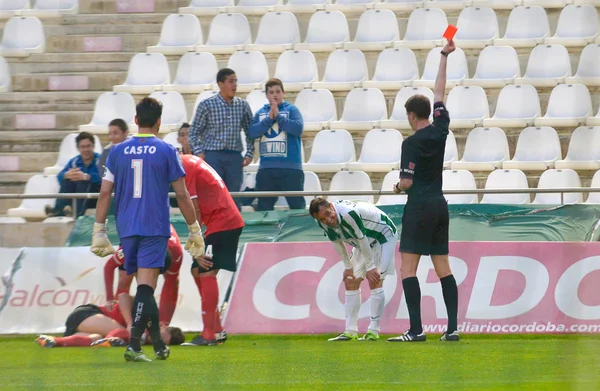 Cordoba, Španělsko - 29. března: lopez silva w(19) v akci během zápasu ligy cordoba (w) vs murcia (r)(1-1) na městském stadionu archanděla na 29 března 2014 — Stock fotografie