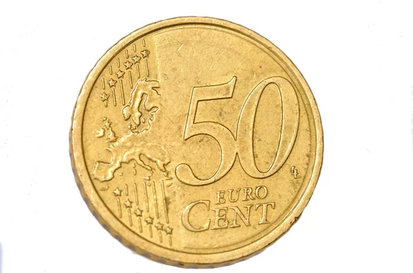 Moneda en euros de cincuenta centavos — Foto de Stock