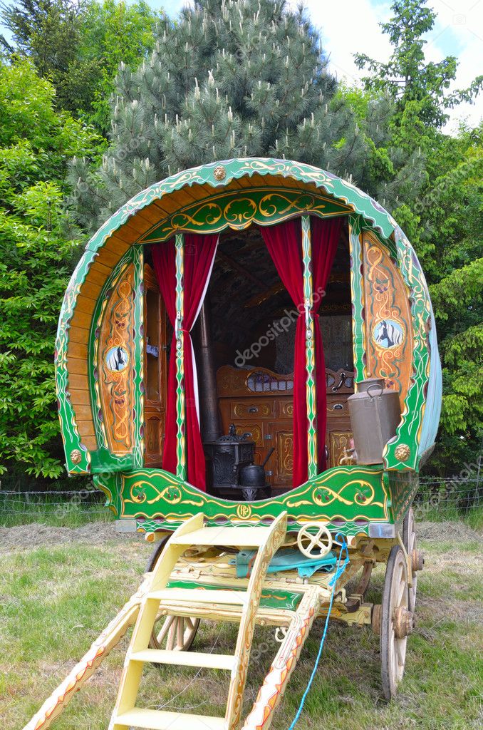 Pmages inside a traditional gypsy caravan Traditional gypsy caravan