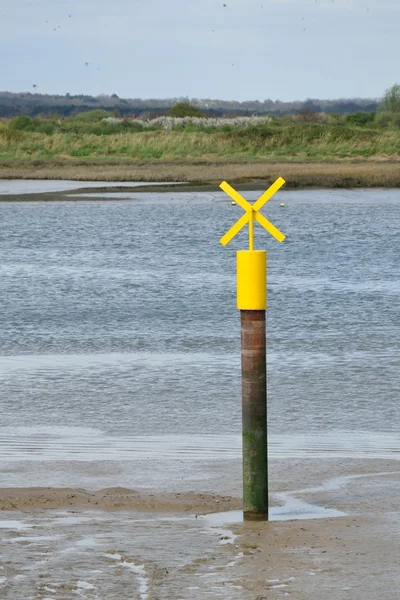 Yellow Boating Signal in creek — Stock Photo, Image