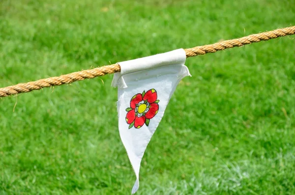 Red rose on pennant — Stock Photo, Image