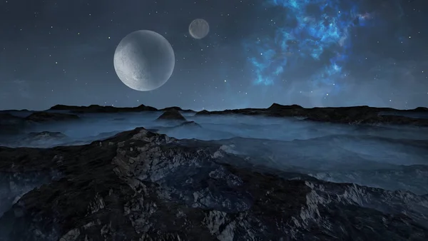 Ilustración Planeta Alienígena Distante Noche —  Fotos de Stock