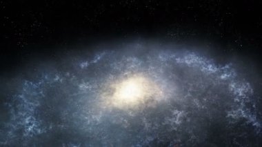 Animation of the flight into the center of the spiral galaxy with fading out to white