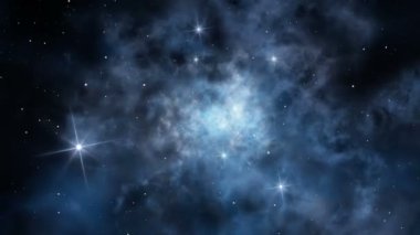 Uzay nebulasında yıldızlararası uçuşun kusursuz bir şekilde döngülenebilir animasyonu