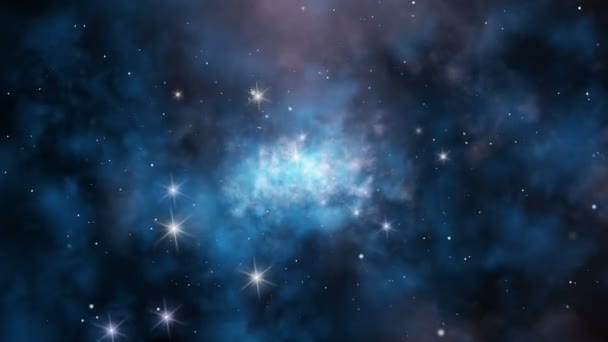 Vuelo Cósmico Través Estrellas Nebulosas Animación Perfectamente Loopable — Vídeo de stock
