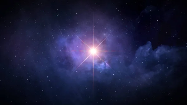 Yıldızlı Gece Gökyüzünde Parlayan Noel Yıldızının Tasviri — Stok fotoğraf