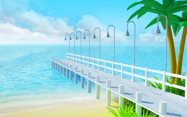 Tropical summer pier — Stock Photo, Image