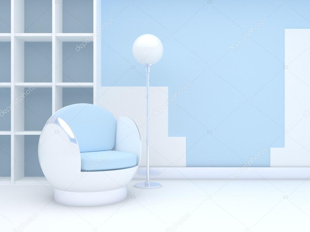 Modern interior with round chair