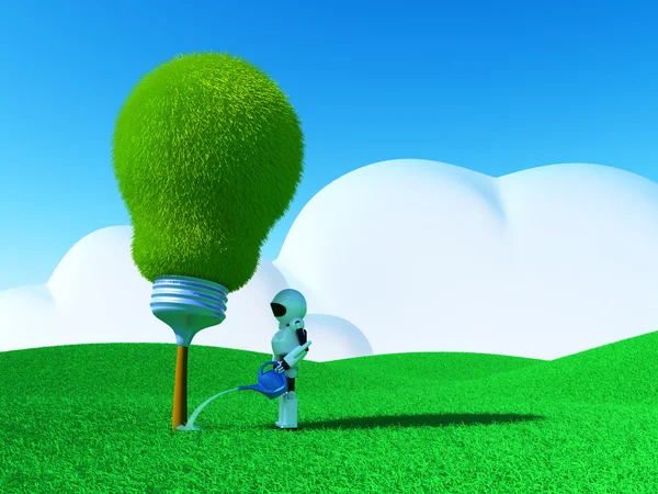 Robot irrigazione lampadina-albero — Foto Stock