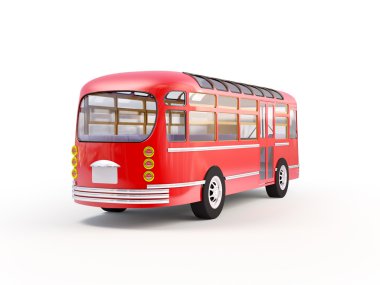 Kırmızı retro otobüs geri