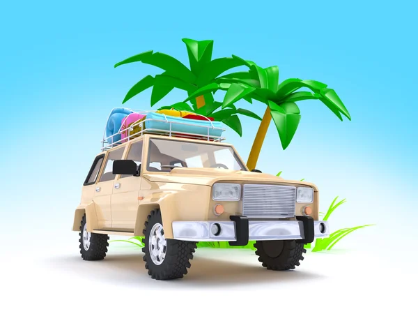 SUV äventyr med palm — Stockfoto