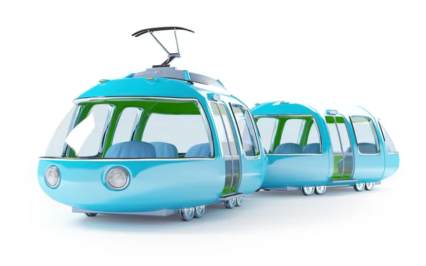 Cartone animato blu tram due carri — Foto Stock