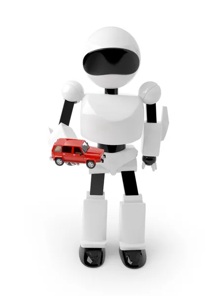 Robot with car — Stock Photo, Image