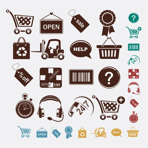 Shopping set of icons — Stock Vector