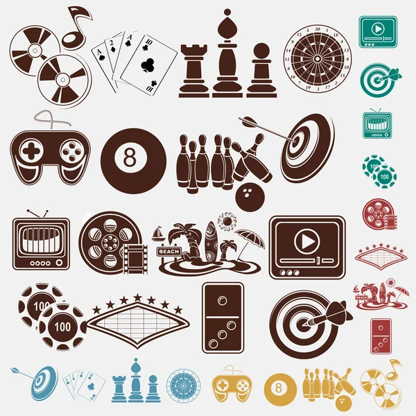 Spel en hobby pictogrammen — Stockvector