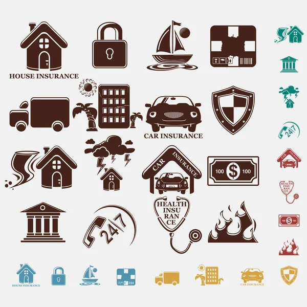 Iconos de seguros — Archivo Imágenes Vectoriales