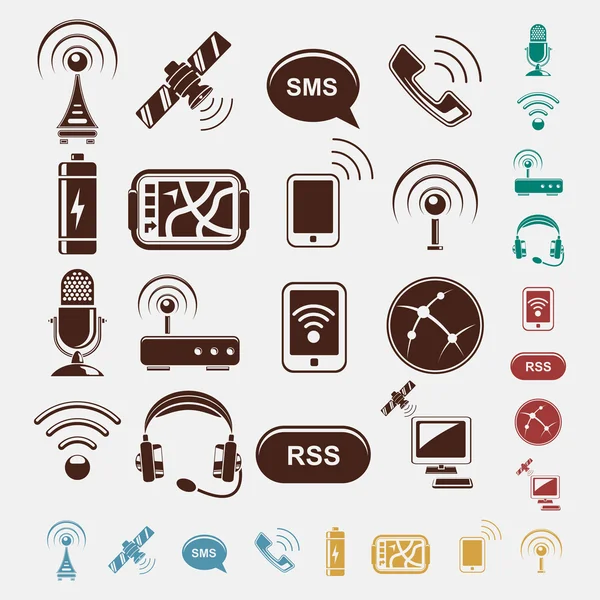 Set of wireless icons in five colors — Stock Vector