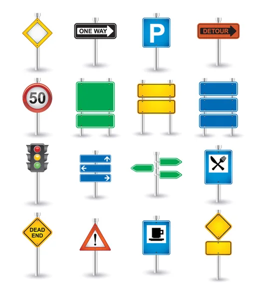 Ícones de sinais rodoviários —  Vetores de Stock