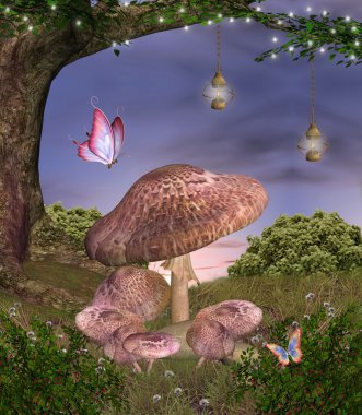 Enchanted nature series - magic mushrooms clipart