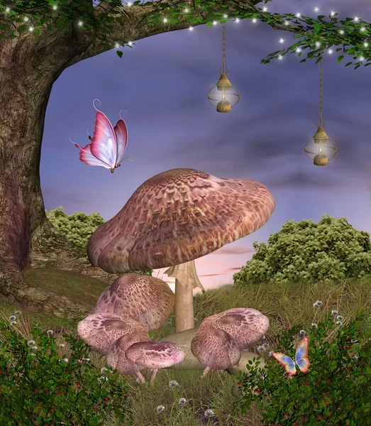 魔法的大自然系列-迷幻蘑菇 — 图库照片