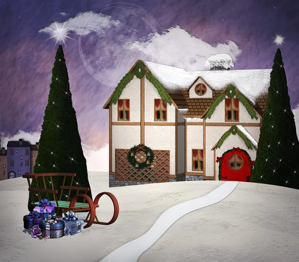 Ilustración de Winter Village — Foto de Stock