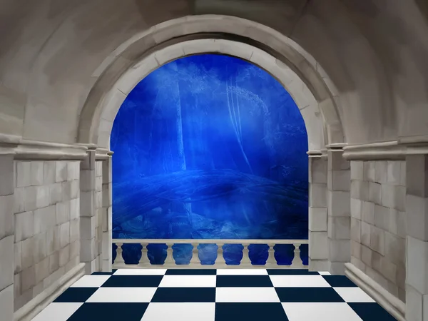 Mystic balcony - Digital painted illustration — Stock Photo, Image