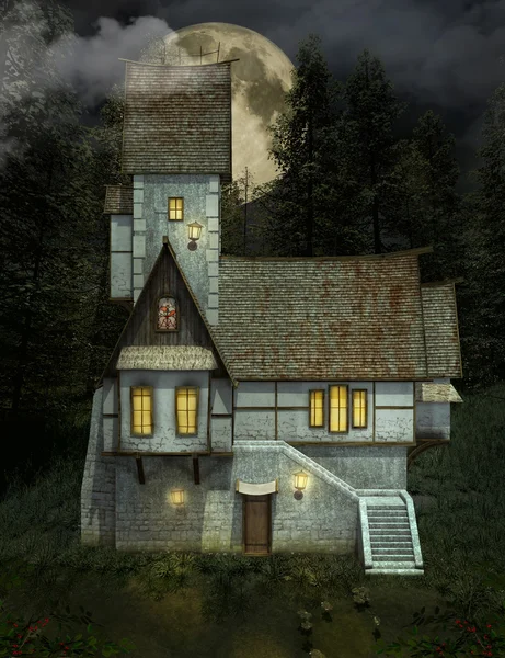 Gamla huset på natten — Stockfoto
