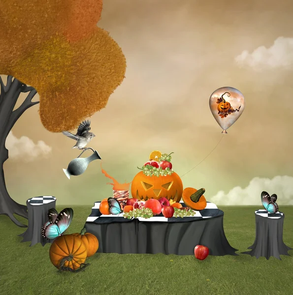 Осенний фруктовый пикник — стоковое фото