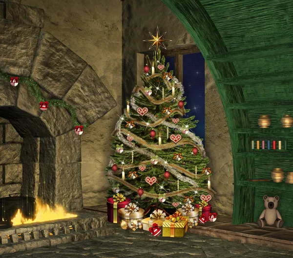 Natale in vecchio cottage — Foto Stock