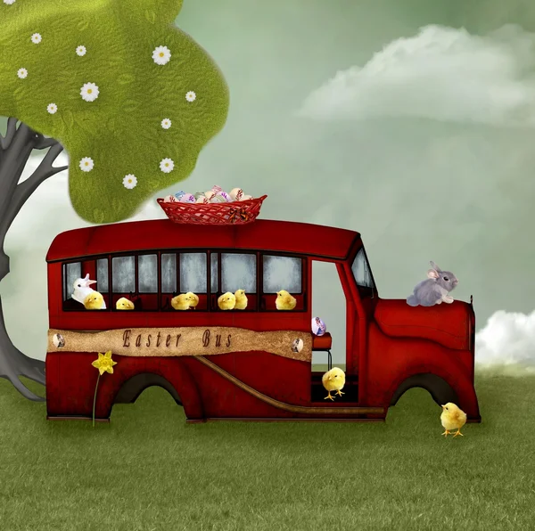Пасхальный автобус — стоковое фото