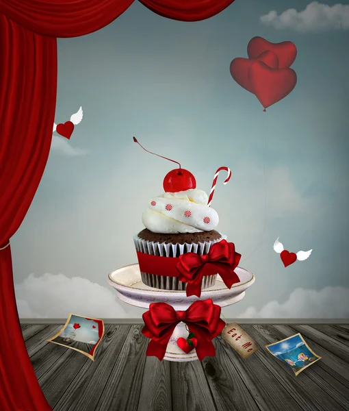 Valentijn cupcake — Stockfoto