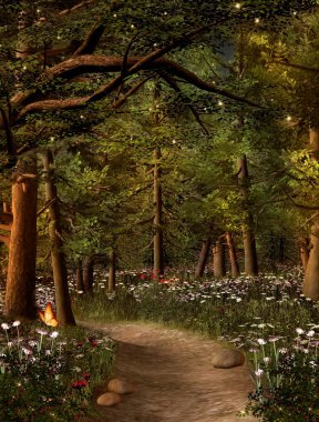 Ormanın içine altın ışınları