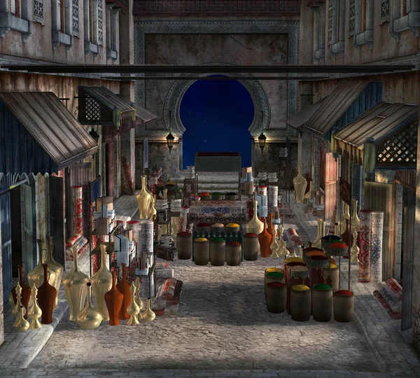 Encantadora Vista Bazar Fantasía Tradicional Noche — Foto de Stock