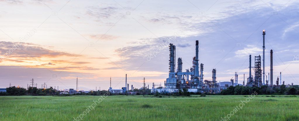 Oil refinery plant at twilight morning