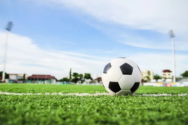 Futebol na grama verde — Fotografia de Stock